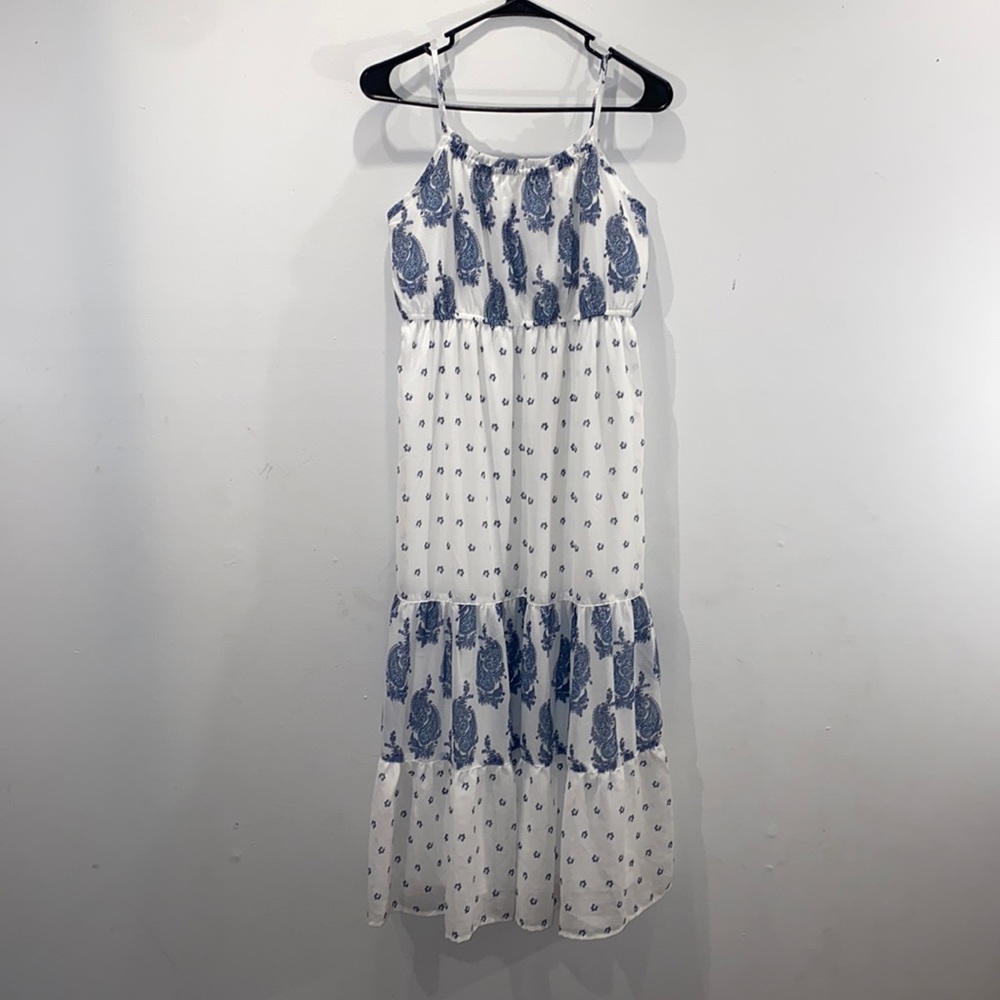 Children’s Place White sundress with blue details, fully lined!